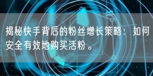 揭秘快手背后的粉丝增长策略：如何安全有效地购买活粉。