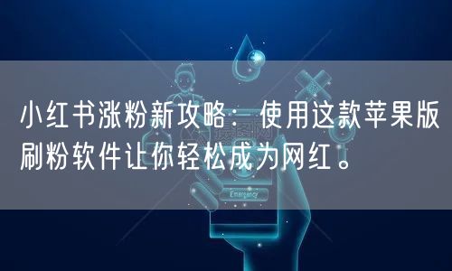 小红书涨粉新攻略:使用这款苹果版刷粉软件让你轻松成为网红。