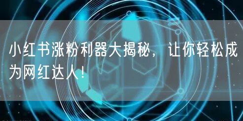 小红书涨粉利器大揭秘,让你轻松成为网红达人!