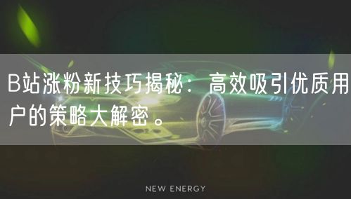B站涨粉新技巧揭秘：高效吸引优质用户的策略大解密。