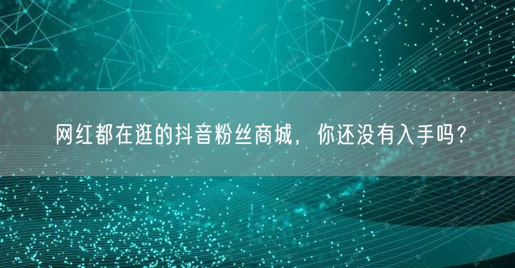 网红都在逛的抖音粉丝商城，你还没有入手吗？