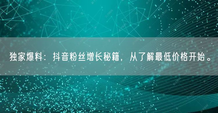 独家爆料：抖音粉丝增长秘籍，从了解最低价格开始。