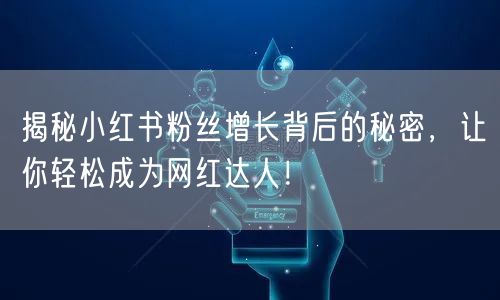 揭秘小红书粉丝增长背后的秘密，让你轻松成为网红达人！