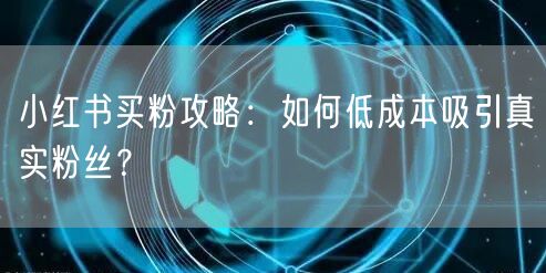 小红书买粉攻略：如何低成本吸引真实粉丝？