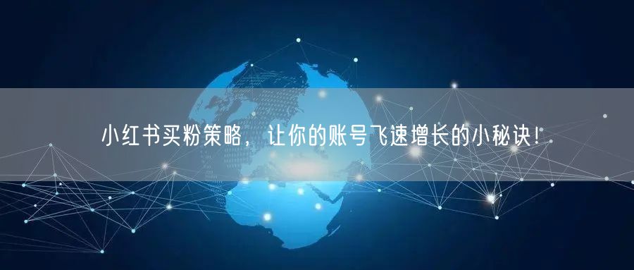 小红书买粉策略，让你的账号飞速增长的小秘诀！