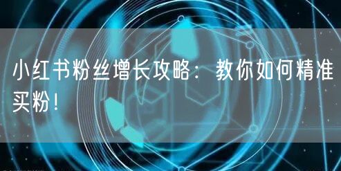 小红书粉丝增长攻略：教你如何精准买粉！