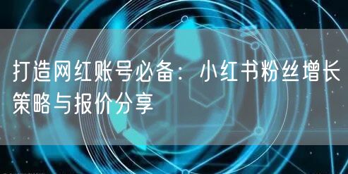 打造网红账号必备：小红书粉丝增长策略与报价分享