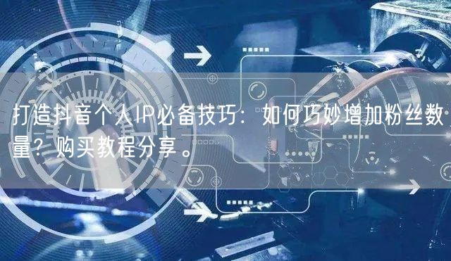 打造抖音个人IP必备技巧：如何巧妙增加粉丝数量？购买教程分享。