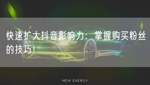 快速扩大抖音影响力:掌握购买粉丝的技巧!