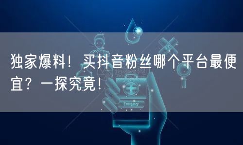 独家爆料！买抖音粉丝哪个平台最便宜？一探究竟！
