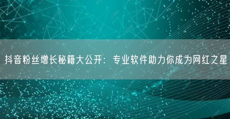 抖音粉丝增长秘籍大公开:专业软件助力你成为网红之星