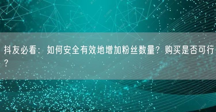 抖友必看：如何安全有效地增加粉丝数量？购买是否可行？