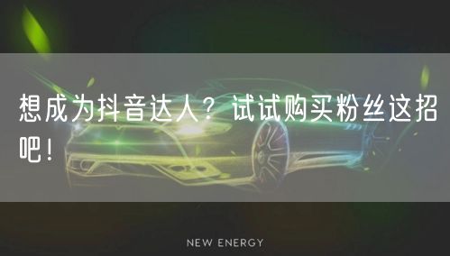 想成为抖音达人?试试购买粉丝这招吧!