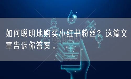 如何聪明地购买小红书粉丝？这篇文章告诉你答案。