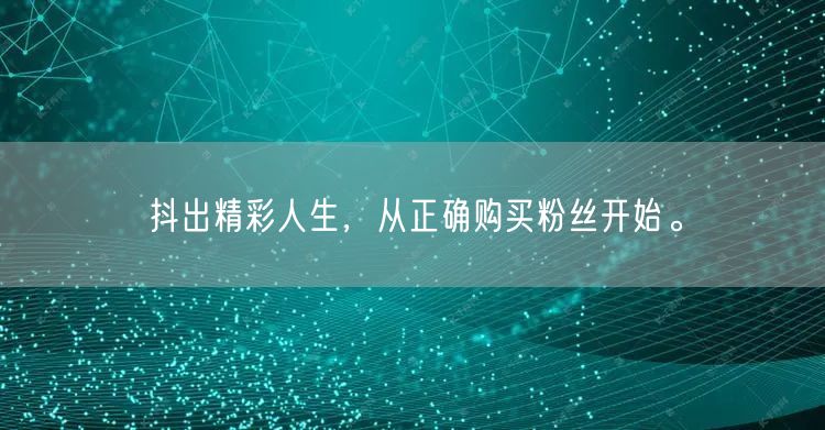 抖出精彩人生，从正确购买粉丝开始。
