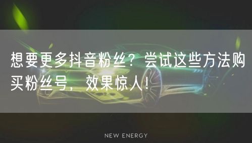 想要更多抖音粉丝？尝试这些方法购买粉丝号，效果惊人！