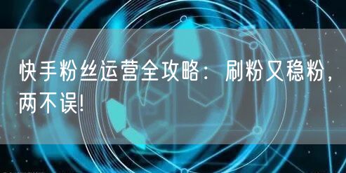 快手粉丝运营全攻略：刷粉又稳粉，两不误!