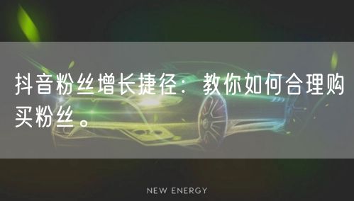 抖音粉丝增长捷径:教你如何合理购买粉丝。