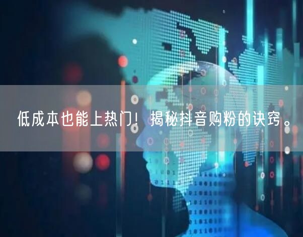 低成本也能上热门！揭秘抖音购粉的诀窍。