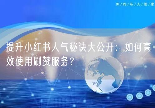 提升小红书人气秘诀大公开：如何高效使用刷赞服务？