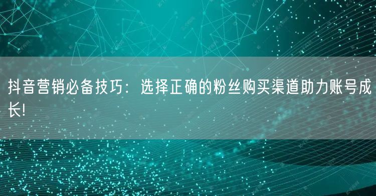 抖音营销必备技巧：选择正确的粉丝购买渠道助力账号成长!