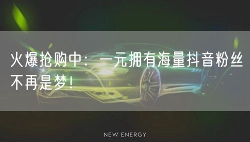 火爆抢购中：一元拥有海量抖音粉丝不再是梦！