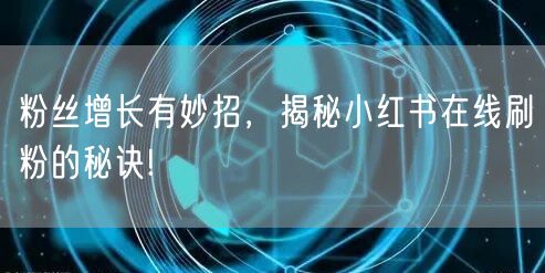 粉丝增长有妙招，揭秘小红书在线刷粉的秘诀!