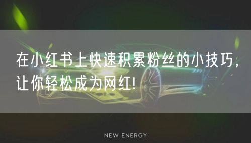 在小红书上快速积累粉丝的小技巧，让你轻松成为网红!