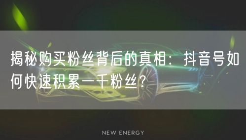 揭秘购买粉丝背后的真相:抖音号如何快速积累一千粉丝?