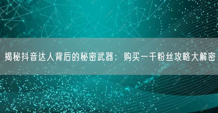 揭秘抖音达人背后的秘密武器:购买一千粉丝攻略大解密