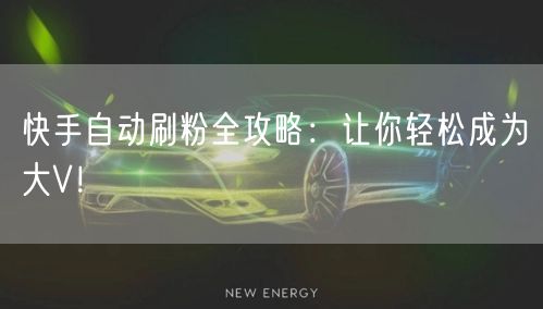 快手自动刷粉全攻略：让你轻松成为大V！