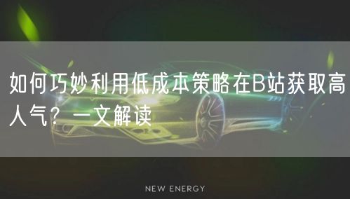 如何巧妙利用低成本策略在B站获取高人气？一文解读