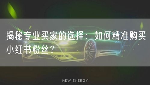揭秘专业买家的选择：如何精准购买小红书粉丝？