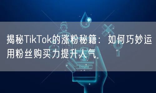 揭秘TikTok的涨粉秘籍：如何巧妙运用粉丝购买力提升人气