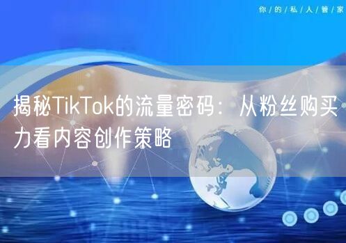 揭秘TikTok的流量密码：从粉丝购买力看内容创作策略