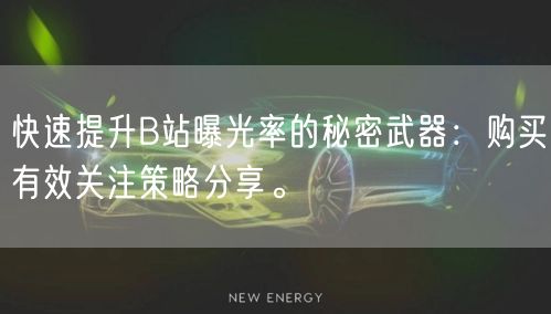 快速提升B站曝光率的秘密武器：购买有效关注策略分享。