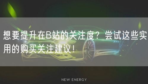 想要提升在B站的关注度？尝试这些实用的购买关注建议！