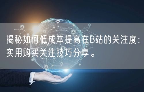 揭秘如何低成本提高在B站的关注度：实用购买关注技巧分享。