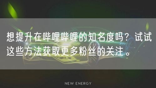 想提升在哔哩哔哩的知名度吗？试试这些方法获取更多粉丝的关注。