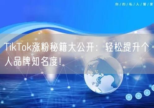 TikTok涨粉秘籍大公开：轻松提升个人品牌知名度！