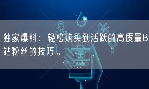 独家爆料：轻松购买到活跃的高质量B站粉丝的技巧。