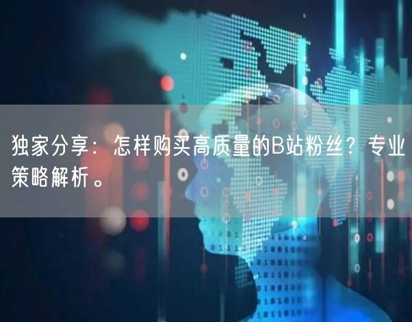 独家分享：怎样购买高质量的B站粉丝？专业策略解析。
