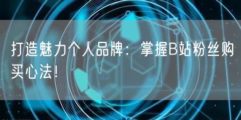 打造魅力个人品牌：掌握B站粉丝购买心法！