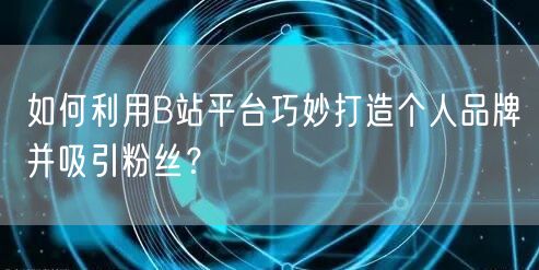 如何利用B站平台巧妙打造个人品牌并吸引粉丝？