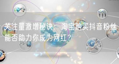 关注量激增秘诀：淘宝购买抖音粉丝能否助力你成为网红？