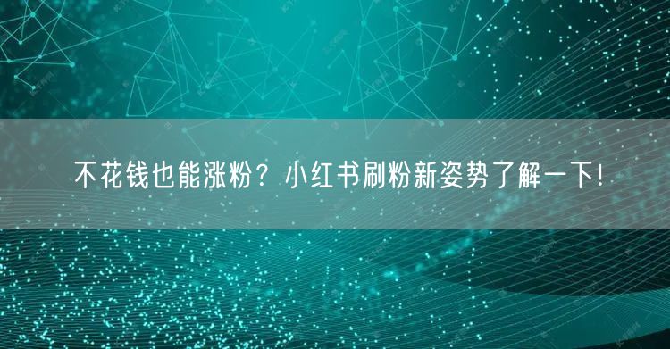 不花钱也能涨粉？小红书刷粉新姿势了解一下！