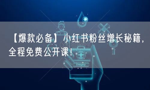 【爆款必备】小红书粉丝增长秘籍,全程免费公开课!