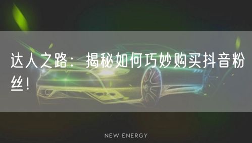 达人之路：揭秘如何巧妙购买抖音粉丝！