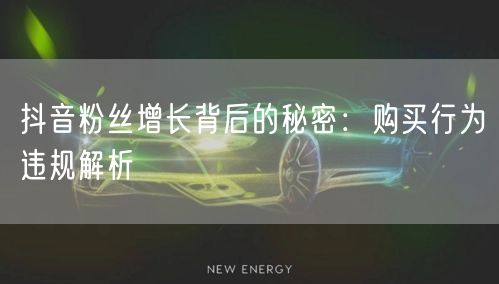 抖音粉丝增长背后的秘密：购买行为违规解析