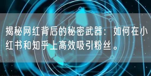 揭秘网红背后的秘密武器：如何在小红书和知乎上高效吸引粉丝。